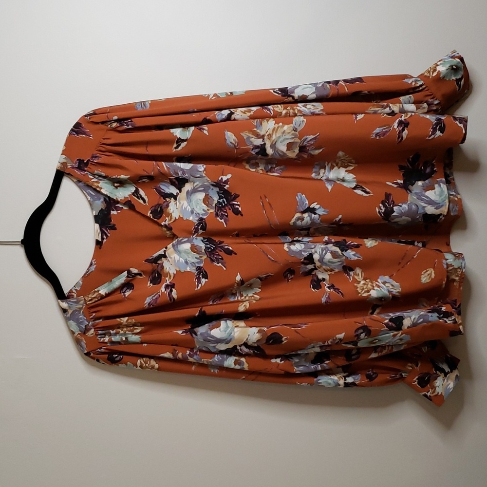 Ivy Jane Floral Blouse in Rust and Lavender